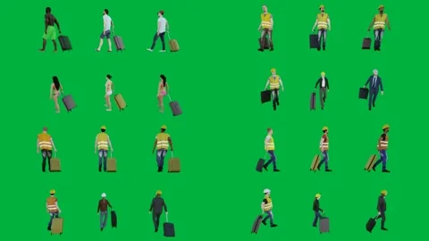 A group of people walking on green screen and animated chromakey background Vídeos de archivo 333002950
