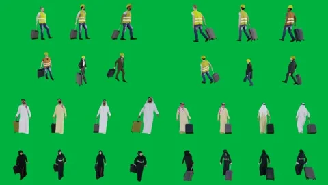 A group of people walking on green screen and in different poses across Vídeos de archivo 333002954