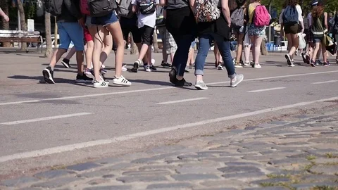 Group of people walking, slow motion Stock Footage 75690231