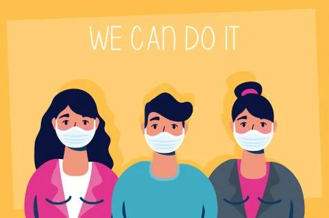 Group of people with we can do it message Ilustración de archivo