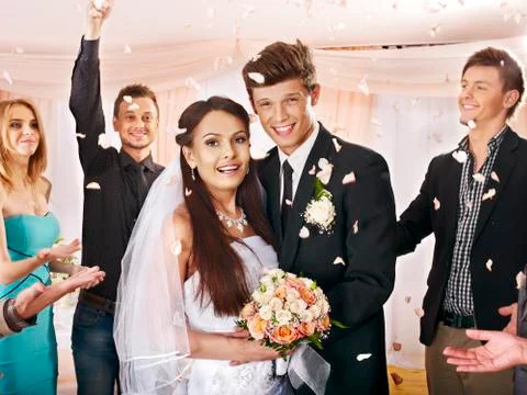 Group people at wedding. Stock-Fotos