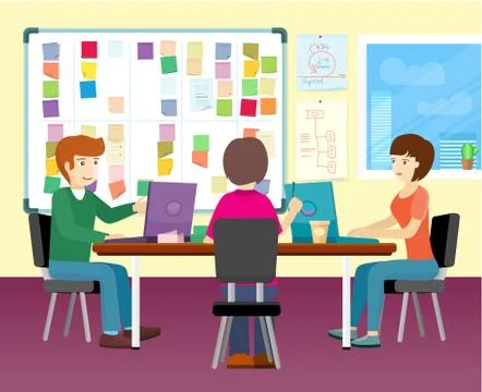 Group of People Working in Office 库存插图