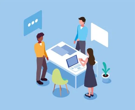 Group of people working on a project, a team analytic brainstorming method Stock Illustration