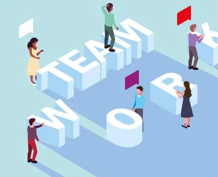 Group of people working on a project, a team analytic brainstorming method Illustrazione stock