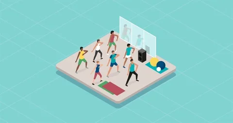 Group of people at the zumba class Stock Footage 118088196