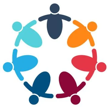 Group persons in circle. holding hands.The summit workers are meeting in the  Stock Illustration