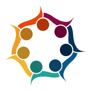 Group of persons in circle. holding hands.The summit workers are meeting in t Stock Illustration
