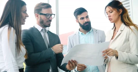 Group of perspective designers discussing in office Stock Footage 80276324