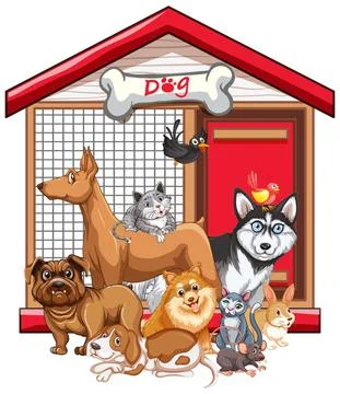 Group of pet on white background イラスト素材