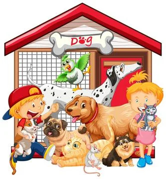 Group of pet on white background イラスト素材