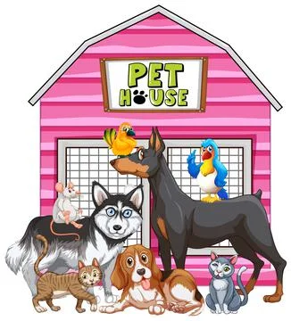 Group of pet on white background 스톡 일러스트