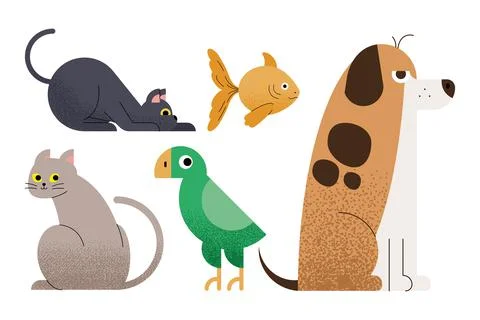 Group of pets Stock Illustration