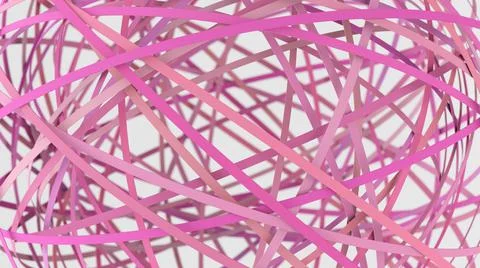 Group of pink lines, close-up. Abstract illustration, 3d render. Stock Illustration
