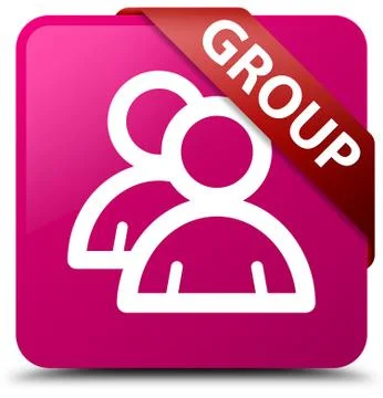 Group pink square button red ribbon in corner Stock Illustration
