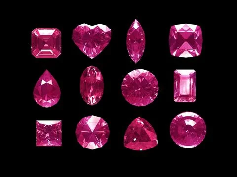 Group of pink topaz with clipping path 스톡 일러스트