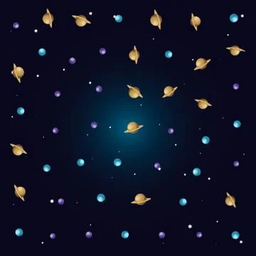 Group of planets scene space pattern Stock Illustration