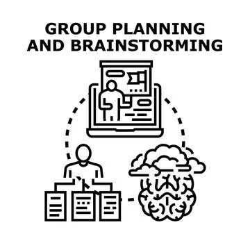 Group planning and brainstorming with creative ideas Stock Illustration
