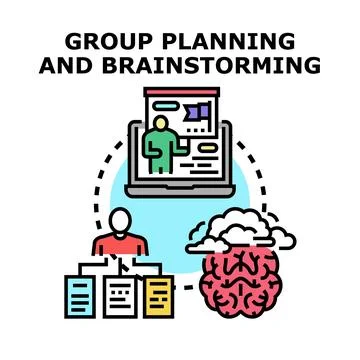 Group planning and brainstorming with creative ideas Stock Illustration