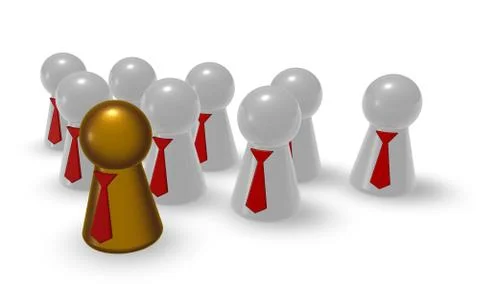 Group of play figures with ties - 3d illustration Illustrazione stock