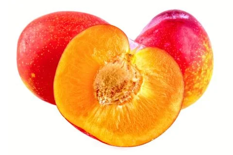 Group of plums on a white background Foto stock