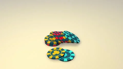 Group of poker chips on green table, closeup Stock Footage 304521963