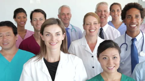Group Portrait Of Medical Staff Stock Footage