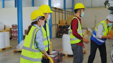 Group of position diversity engineer and  workers in the workplace Stock Footage 159844556