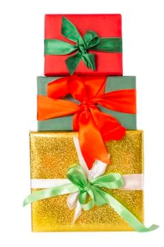 Group of presents and gift boxes isolated Stock Photos