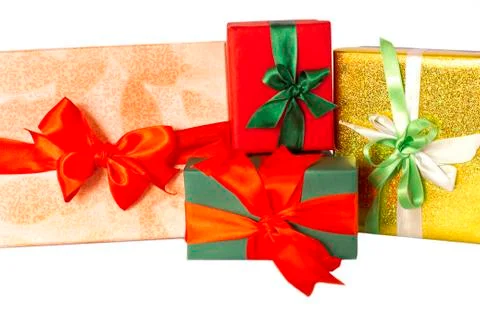 Group of presents and gift boxes isolated Foto stock