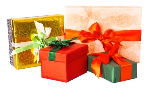 Group of presents and gift boxes isolated Foto stock