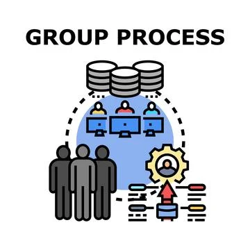 Group process optimizing business workflow and team collaboration Stock Illustration