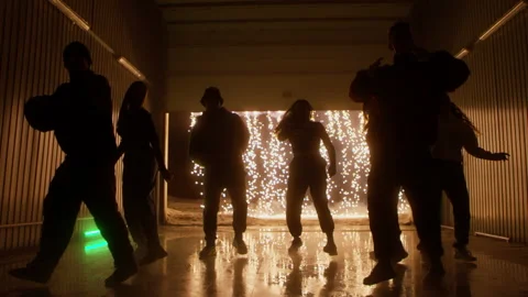Group of professional dancers performs hip-hop dance Stock-Footage 163403712