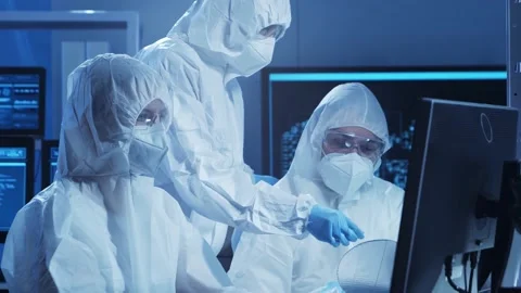 Group of professional engineer is developing a modern microprocessor in a Video stock 155699638