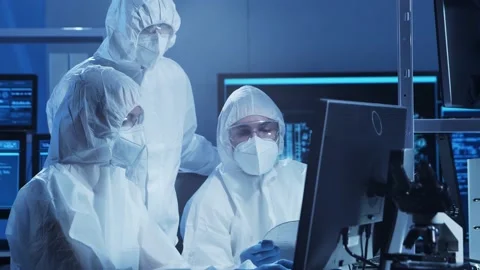 Group of professional engineer is developing a modern microprocessor in a Video stock 155699699