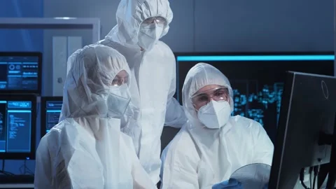 Group of professional engineer is developing a modern microprocessor in a Video stock 155916049