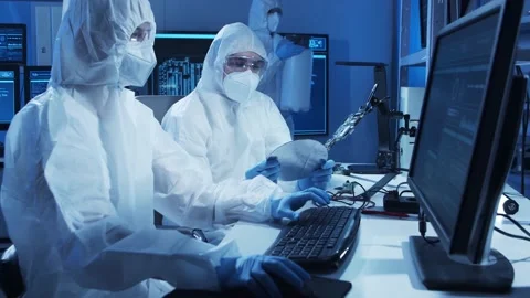 Group of professional engineer is developing a modern microprocessor in a Video stock 156641352