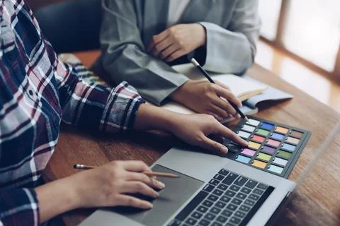 A group of professional web developer and graphic designer Stock Photos