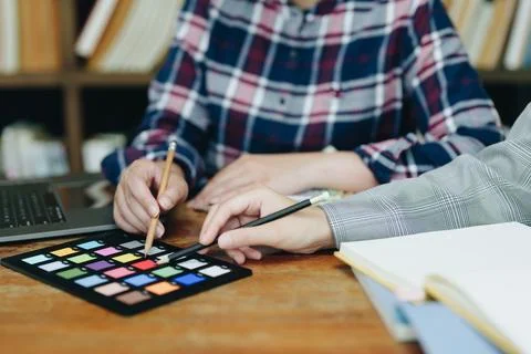 A group of professional web developer and graphic designer 库存照片