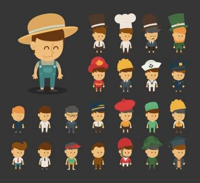 Group of professions cartoon characters Stock Illustration