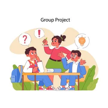 Group Project concept. Flat vector illustration 스톡 일러스트