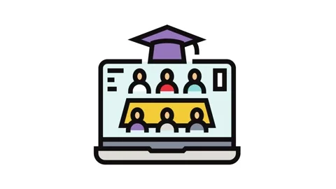 Group project education platform color icon animation Stock Footage 326117528