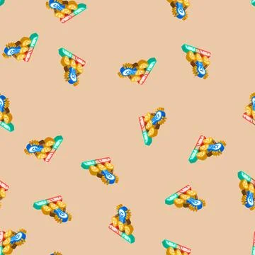 Group project education platform isometric icon seamless pattern Stock Illustration