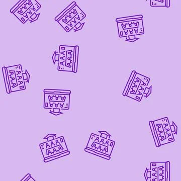 Group project education platform line seamless pattern Stock Illustration