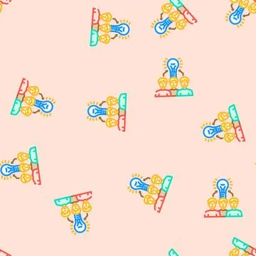 Group project education platform vector seamless pattern イラスト素材