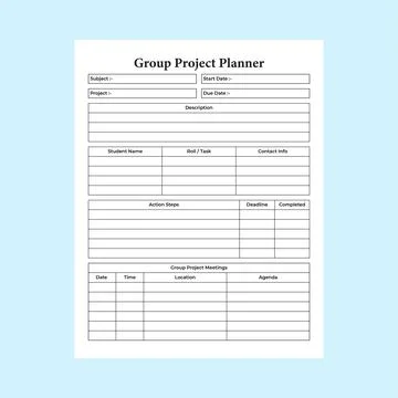 Group project planner KDP interior. Student's group project organizer and i.. Stock Illustration