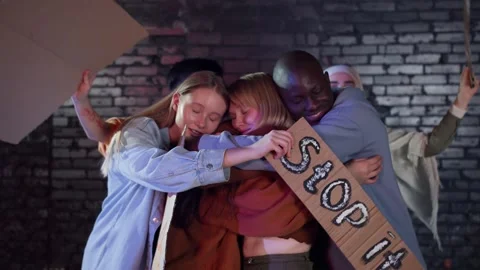 A group of protesting youth are against environmental pollution, global warming Stock Footage 233220143