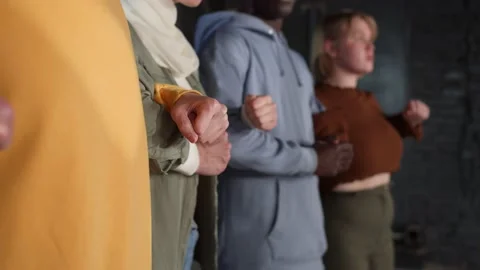 A group of protesting youth are against environmental pollution, global warming Stock Footage 233220659