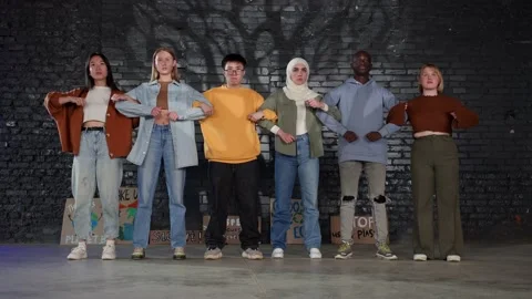 A group of protesting youth are against environmental pollution, global warming Stock Footage 233220842