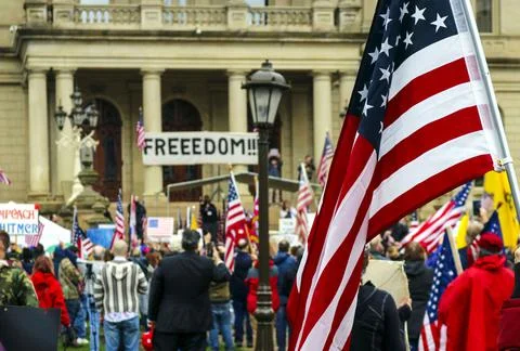 Group of protestors with flags Stock Photos