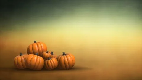 Group of pumpkin patch render  vegetable group  4K with color background Stock Illustration